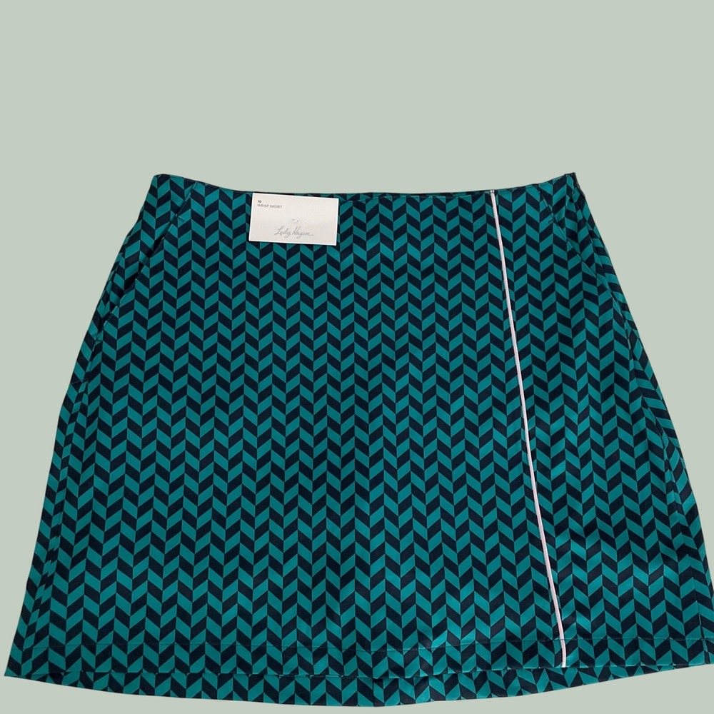 Lady Hagen Wrap Skort Size 10 Geometric, Pockets Side Zip
